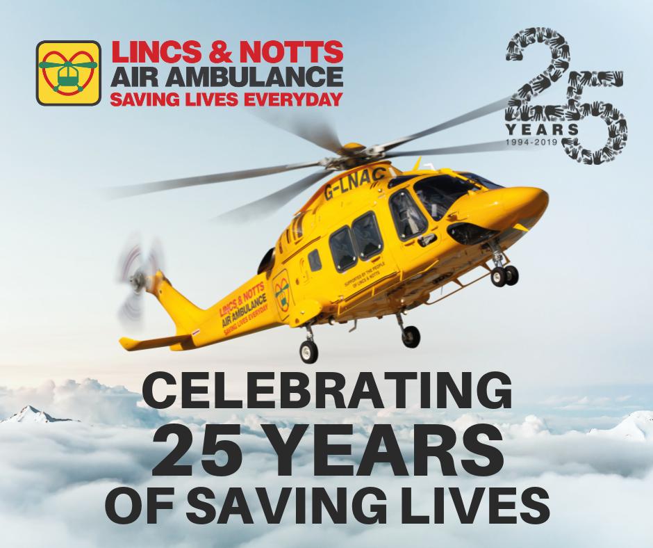 LNAACT's tweet photo. IT’S OUR 25TH BIRTHDAY! 🎂🚁 Tune into @BBCRadioLincs from 9.30am, where @melvynprior will be broadcasting live from our 25th Anniversary celebrations and chatting to some of our crew, staff and amazing former patients. 💛#25YearsOfSavingLives #InSafeHands https://t.co/8bVqkYiJZD
