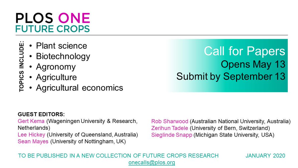 PLOSONE's tweet photo. With @PLOSBiology, we are launching a call for papers that advance progress towards resilient, climate-smart crops and cropping systems. The upcoming Future Crops Collection will bring together timely research on the routes to improved crop production https://t.co/5GUePQjek4 https://t.co/QYkxlxBFaq