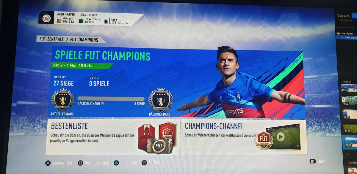 RealFIFAyt's tweet photo. Endlich mal wieder Elite 1🙏 Hoffe eure WL lief auch erfolgreich💪🔥 Weiß einer von euch vllt, ob es schon TOTS Rewards gibt? Weil im Menü noch TOTW Packs stehen🤔
#FIFA19 #elite1 #FUTChampions #weekendleague #TOTS #Rewards https://t.co/qw6oyEy8K9