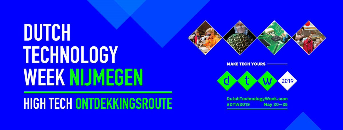Zaterdag 25 mei doet #Nijmegen voor de eerste keer mee aan #DTW2019. Een prachtige eerste editie waar onze beide campussen ( RU en NTC) hun deuren openen om te laten zien hoe leuk, mooi en belangrijk technologie is. dutchtechnologyweek.com/nl/programme/2…