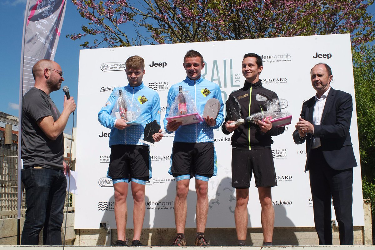 trailkaos's tweet photo. Le podium du #Trail 7 km masculin avec Gurvan Le Coq, Marc-Antoine Le Souder et Thomas Ecobichon Bravo ! 🤩🏆
A noter que le chrono de 26 mn et 39 s par Gurvan Le Coq établit un nouveau record sur notre Trail 7 km ! #trailrunning https://t.co/AEOIgZAbya