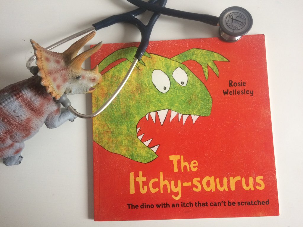 RosieWellesley's tweet photo. Looking forward to a day at #nottinghamschools with @fionacowdell for #Itchysaurus roaring and eczema story sharing whist ALSO contributing to #primarycareresearch ! @eczemasupport @CebdNottm @PavilionKidsBks @sapcacuk https://t.co/tCVDNzdZ5e