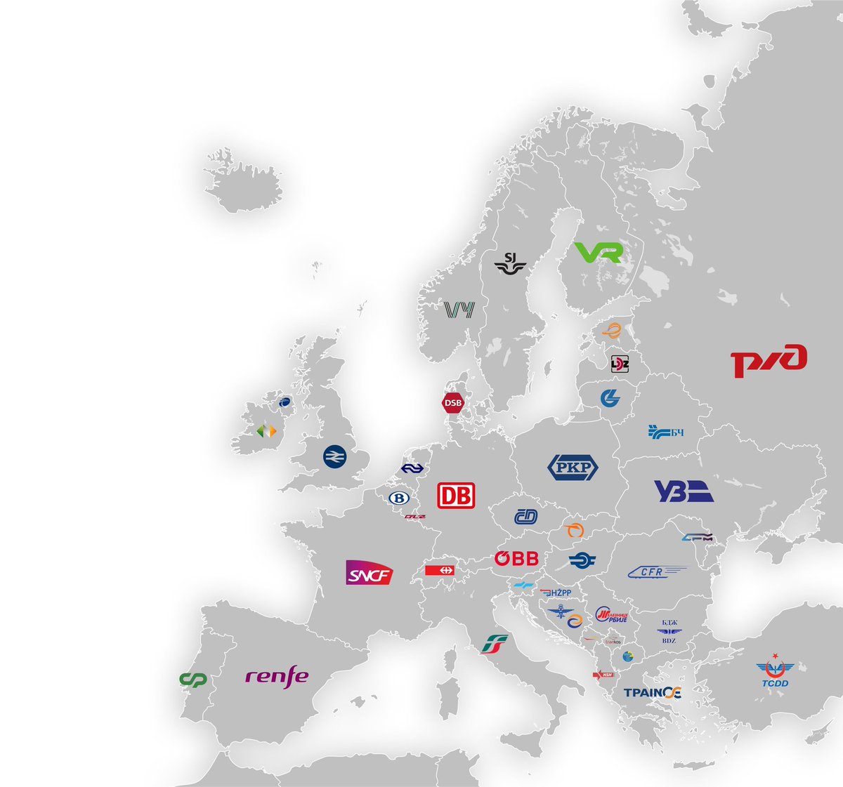 AfroRailBus's tweet photo. Behold the map of state railways across #europe courtesy @unsereOEBB #railprivatisation #Privatisation https://t.co/xGtEfue3YQ