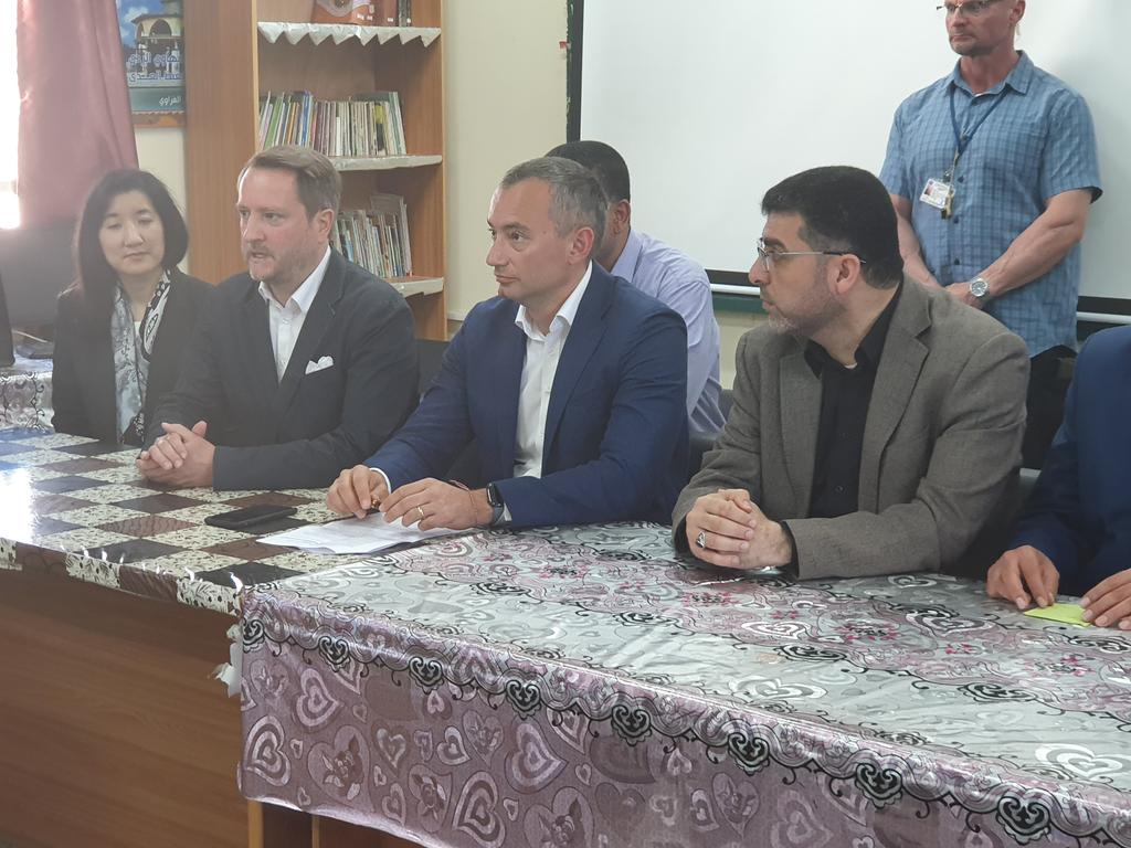 UNDPPalestinian's tweet photo. #HappeningNow: #UN Envoy @nmladenov meets teachers benefiting from our cash-for-work programme in Gaza. Hundreds of teachers are trained and employed to provide quality #education for children. #C4W empowers #youth and provides #dignified jobs. @ASteiner https://t.co/IVGs01x776