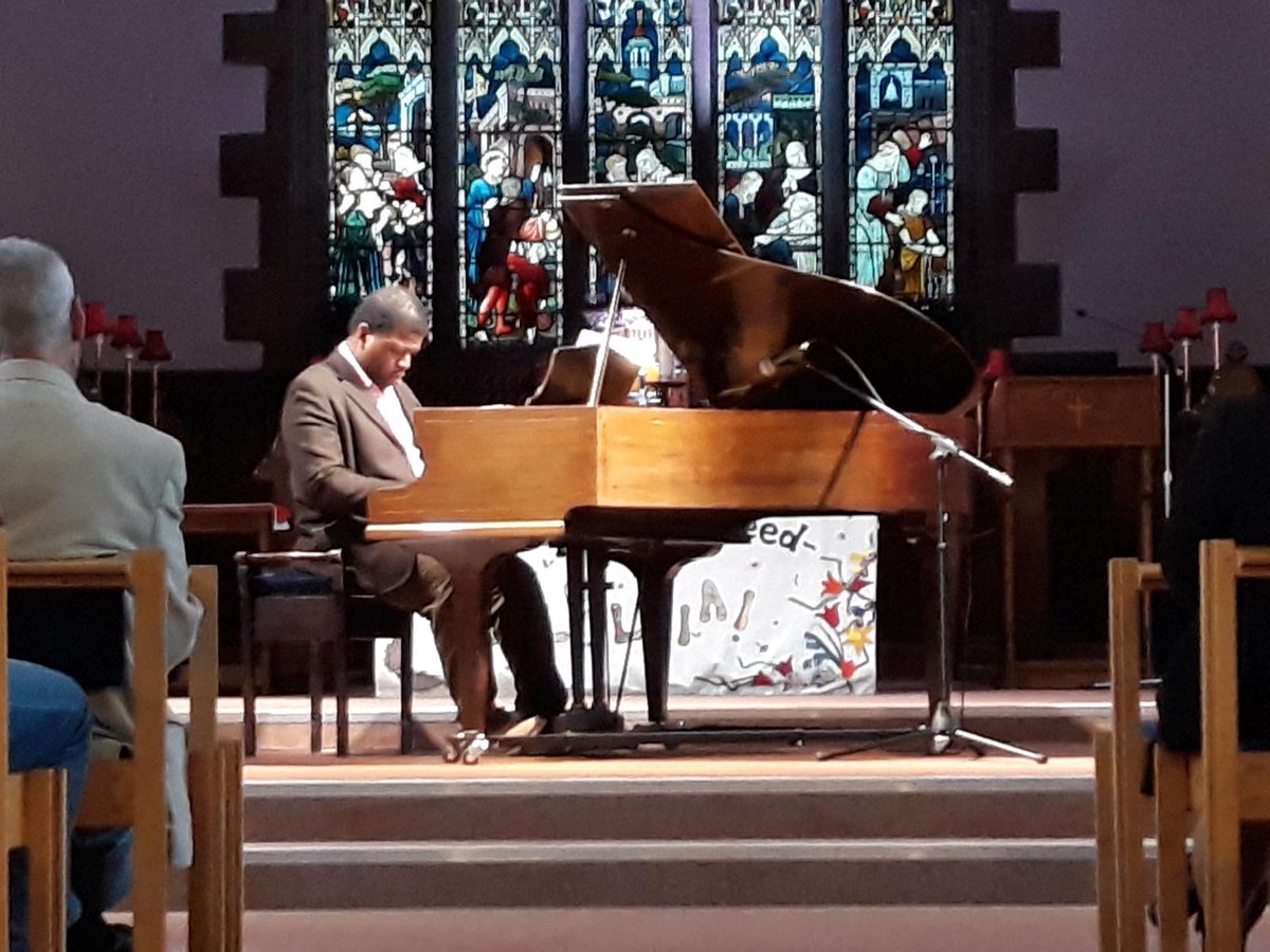 theomuso's tweet photo. What a great night celebrating #HT200 with the inaugural performance of my #BachtoSpirituals project at Holy Trinity Huddersfield on an unusual Challen baby grand that grew on me as the evening progressed! #Huddersfield #jazz #piano #doxology #Coltrane #AfricanAmericanMusic https://t.co/h1ny53rmBO