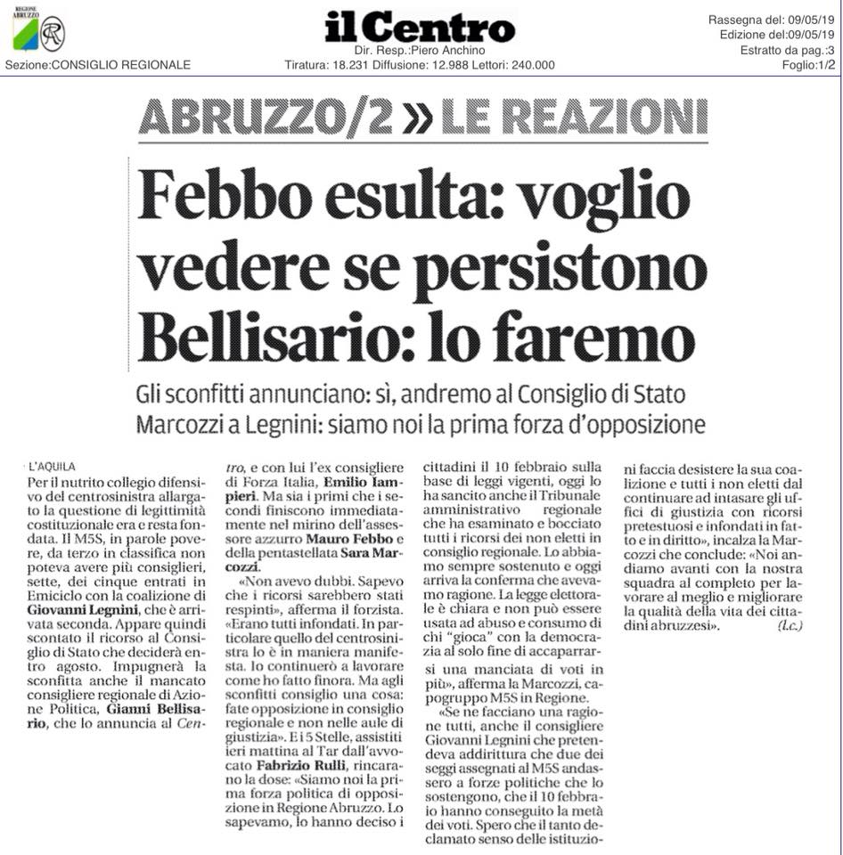 MauroFebbo's tweet photo. Ricorsi elettorali #rigettati. 
Continua, senza sosta, il mio lavoro per l'Abruzzo! https://t.co/Da57A18tPU