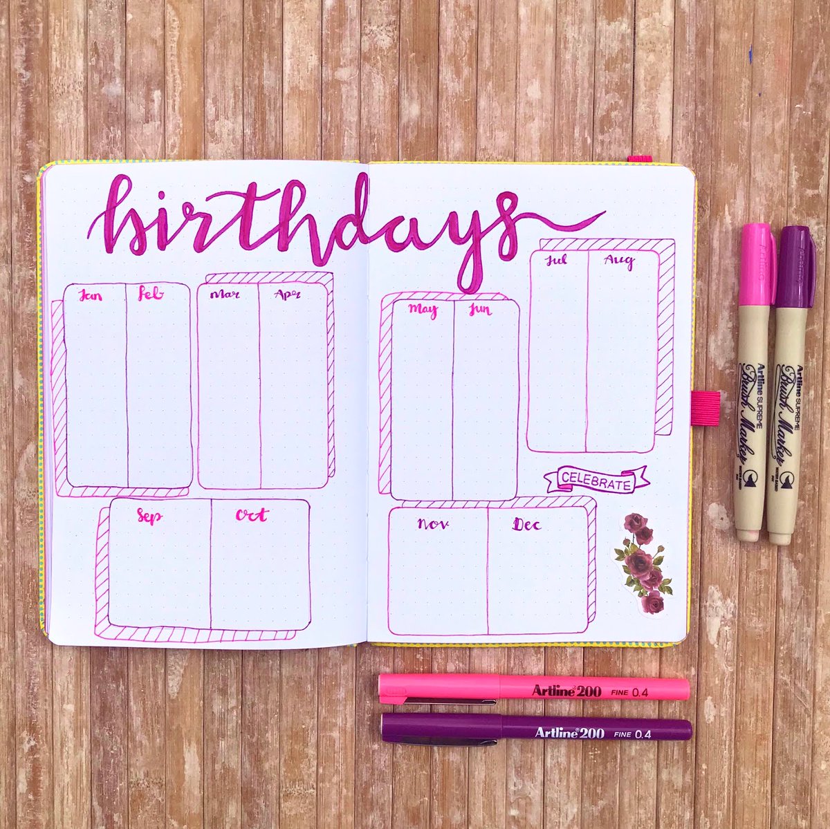Sometimes it's hard to keep track of birthdays, but not any more! She's Eclectic has created this birthday tracker with Artline Supreme! bit.ly/2VBdI27 #blog #MondayMotivation #ArtlineBlog
