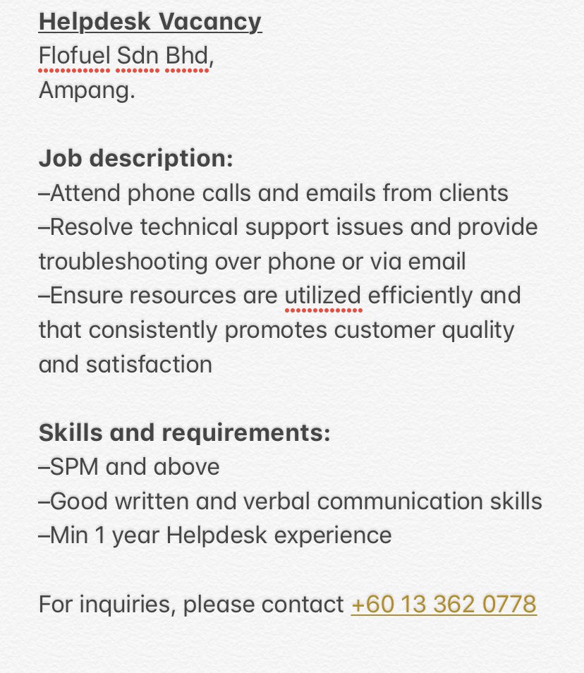 Datuk Jahat Hensem On Twitter Vacancy Helpdesk Https T Co Rl6bylitqu Twitter
