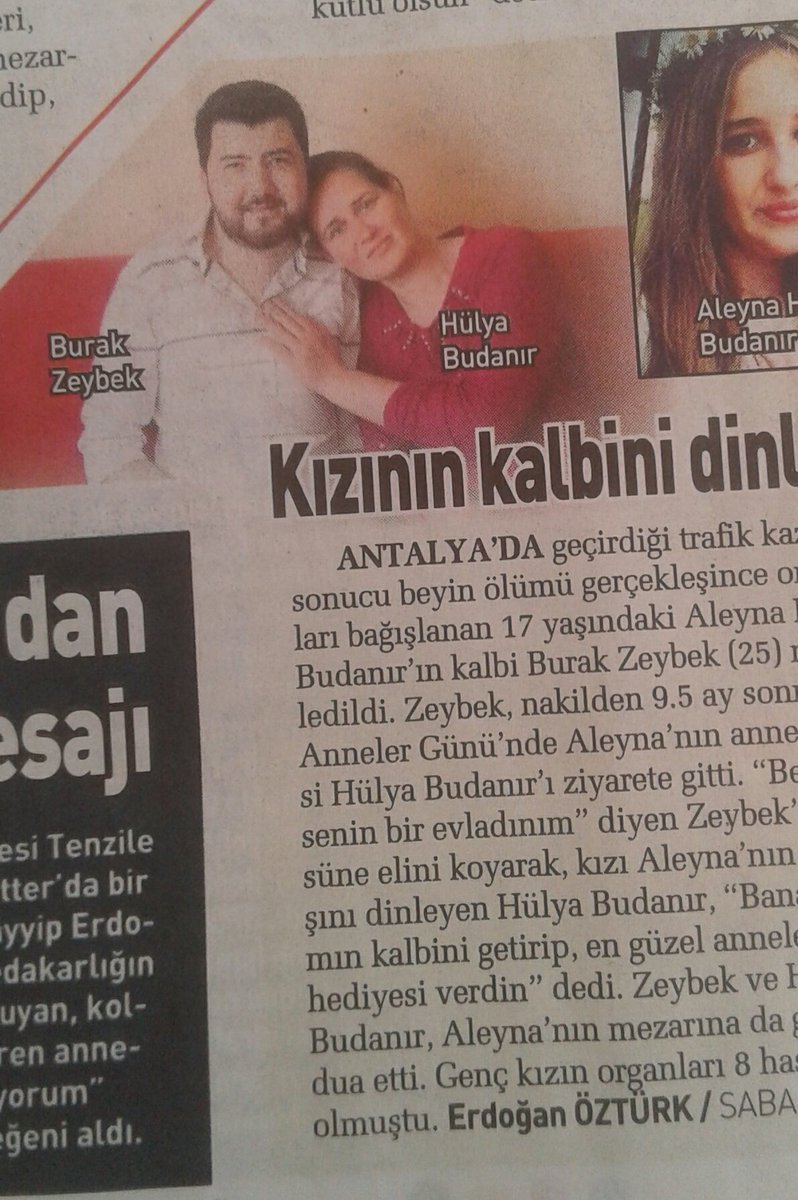 #AleynaHatunİçinADALET Aleyna'nın kalbini bağışladığı genç hayat'ta  tutundu ve Anneler Günü'nde Aleyna'nın annesinin elini öpmeye geldi. Anne Anneler günün kutlu olsun dedi.

#aleynahatunbudanır 

AMA KATİLLERİ HALA SERBEST.
ADALET BORCUNUZ VAR ALEYNAYA