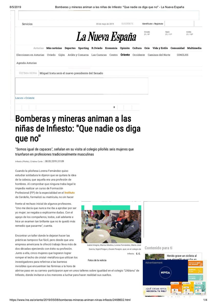 RedConsolida's tweet photo. ➖ #ODS 5 ➖ Bomberas y mineras animan a las niñas de #Infiesto: "Que nadie os diga que no". "Somos igual de capaces", señalan en su visita al colegio piloñés seis mujeres que triunfaron en #profesiones tradicionalmente #masculinas #igualdaddegenero #igualdad #redconsolida 👫 https://t.co/JPpCujwyT8