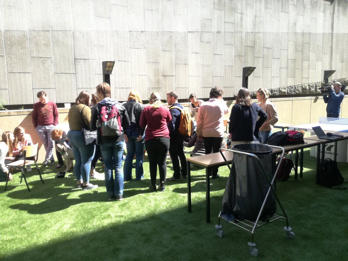 odiseehogesch's tweet photo. Vandaag streken de feelgood-honden van AAP vzw neer op #campusbrussel. En of onze blokkende studenten konden ontstressen! #odisee @stuvoplus https://t.co/cgxBxxq4zU