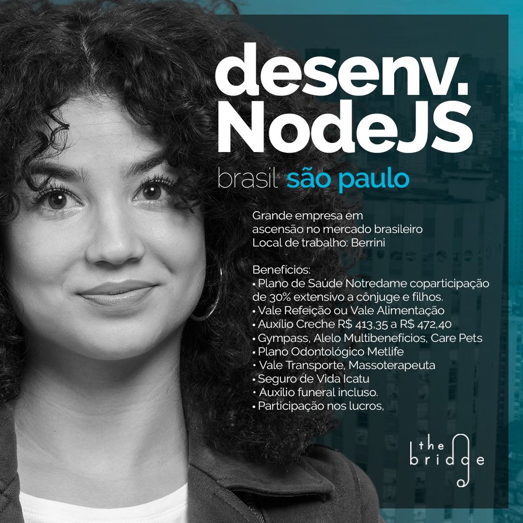 thebridgejobs's tweet photo. Desenvolvedor NodeJS • São Paulo
➡️Envie CV:
https://t.co/dHJK3ZButL
➡️ Fale direto conosco via Whatsapp:
https://t.co/epaZyjRhMp
#thebridge #webuildyoucross #TypeScript #NodeJS #APIREST #Mocha #Python #ElasticSearch #Redis #Mocha #Jest https://t.co/N7IrdWboBr