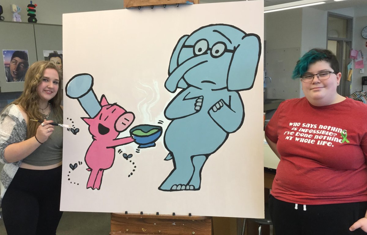 lrart167's tweet photo. Who's up for 'slop'? NGES readers will want to read all about it when they see Julia and Rachel's super-sized version of Gerald and Piggie at NGES next week. https://t.co/PiJYJkxyC8