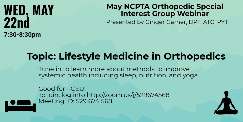 APTANCOSIG's tweet photo. Join into the May OSIG Webinar with Ginger Garner, DPT, ATC, PYT on Wed the 22nd at 7:30-8:30 pm! https://t.co/hqjp3CNfFh https://t.co/aEyGv3v7gP