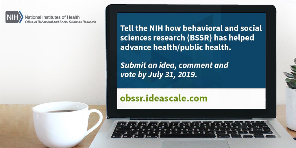 OBSSR_NIH's tweet photo. We need your input! Nominate a health accomplishment resulting from behavioral and social sciences research, browse other comments and/or vote for your favorites. The deadline to submit input is midnight ET on July 31, 2019. #BSSRImproves #Health https://t.co/frH3Kyoo7W https://t.co/oVQnOqQHqe