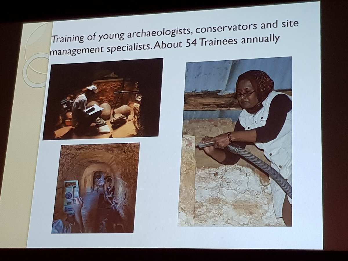 Sudan_and_Nubia's tweet photo. Dr. Salah Mohamed Ahmed emphasises the success of the #QSAP projects over the past 5 years inc site publications & new site #museums. More than 50 #Sudanese trainees have also worked on these projects annually #BMSudan https://t.co/g0S2cTqRWa