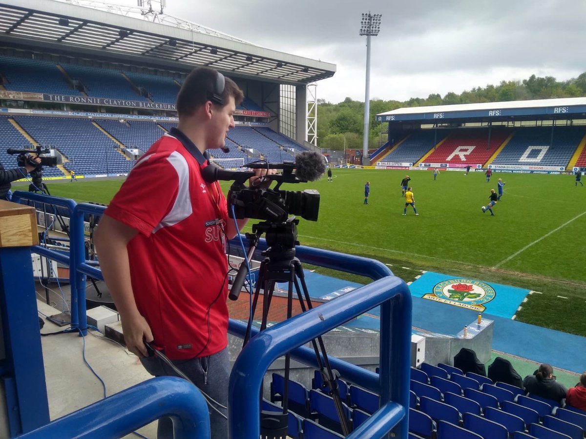 UTCMediaCityUK's tweet photo. Working in partnership with some graduate students, a small team of year 12 students had the opportunity to film 2 charity football matches at Ewood Park, home to the Championship team Blackburn Rovers. #livesports @Rovers https://t.co/hMVskxZ95e