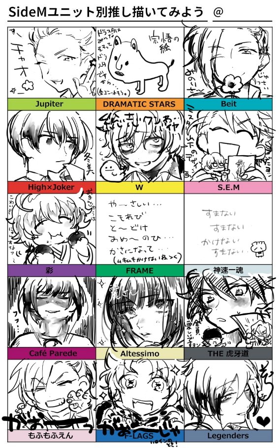 1年以上前にかいてたSideMの絵もみてもらうか 