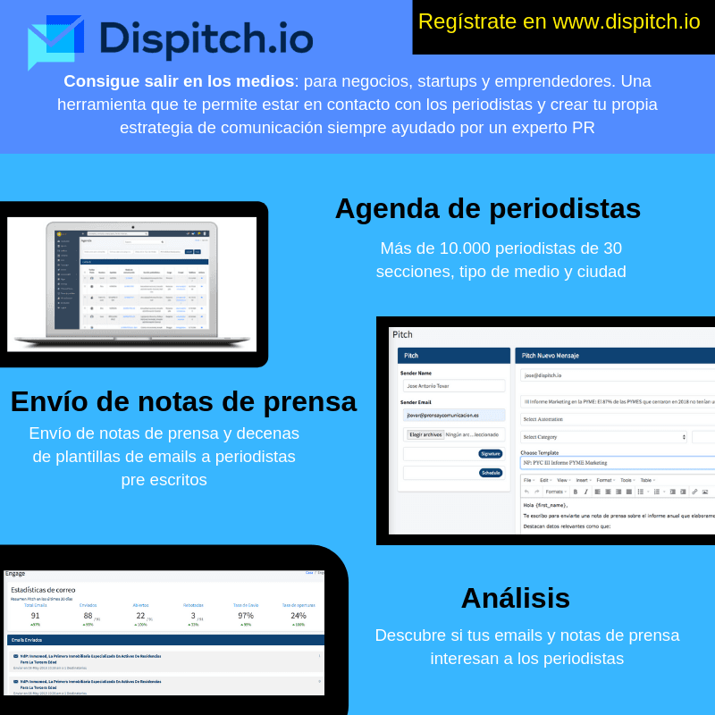 dispitch's tweet photo. ¿Tienes un producto o un negocio y te preguntas por qué no triunfa? Pregúntate si de verdad la gente lo conoce. Trabaja tu presencia en prensa. Consigue salir en los medios! Con https://t.co/jypoBlyHgI lo conseguirás #lanzamiento #empresa https://t.co/l9fnN2IUXO