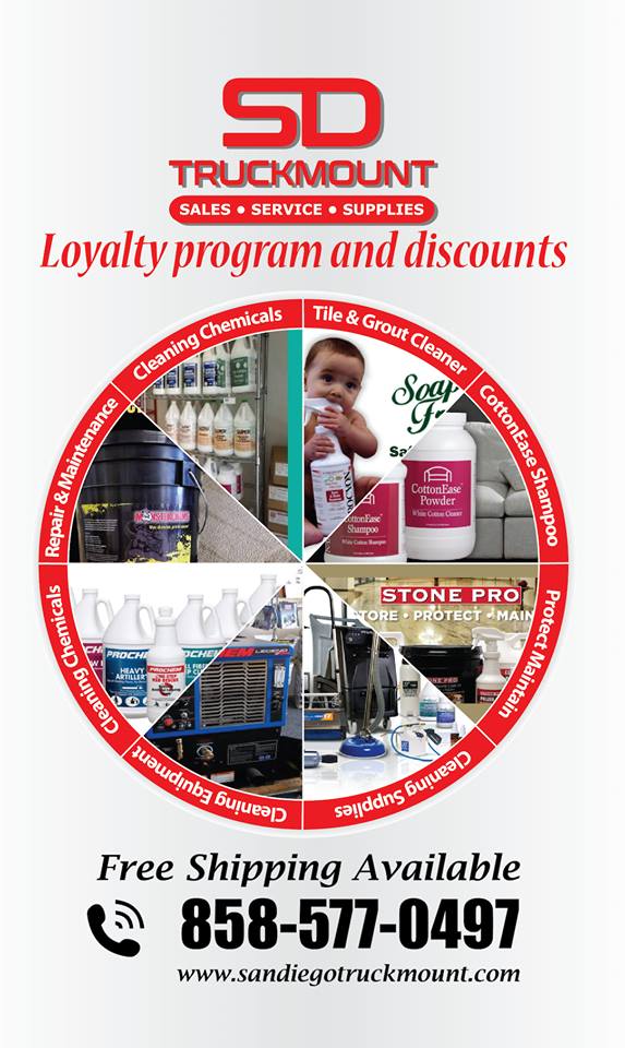 San Diego Truckmount has many customers who enjoy coming to our store for their supplies and equipment service.

 sandiegotruckmount.com