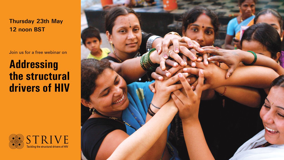 hivdrivers's tweet image. Join us celebrate STRIVE&apos;s final webinar on addressing the structural drivers of #HIV on Thursday 23 May at 12pm BST. Register here: bit.ly/2WGk1h4