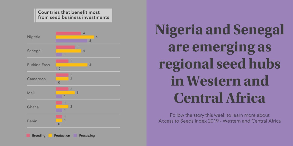 ATSIndex's tweet photo. #Nigeria and #Senegal benefit most for seed business investment. Together with #BurkinaFaso, these countries are top locations for seed business investments by companies from outside the region.
Find more about seed company presence online: https://t.co/CIInkfo6k5
#ATSIndex2019 https://t.co/3Ac0Le1QWD