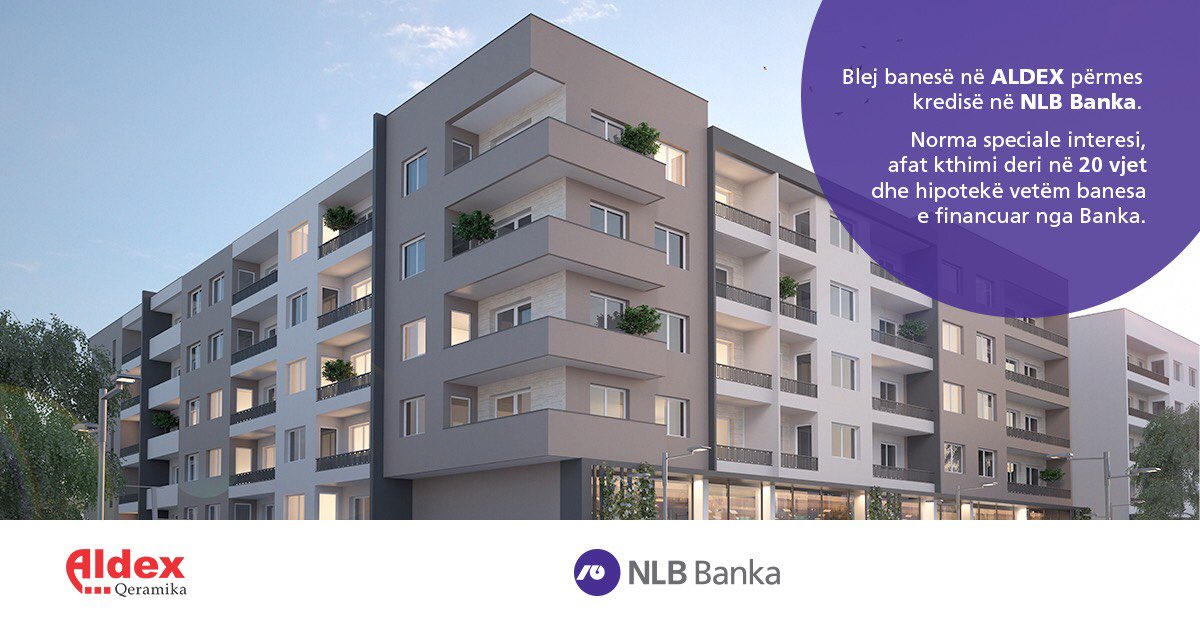 nlb_kos's tweet photo. NLB Banka në bashkëpunim me Aldex Group ju ofron blerjen e banesës së ëndrrave tuaja, me komoditet maksimal dhe ambient perfekt për të jetuar, me normë speciale interesi për kredi, deri në 20 vjet kohëzgjatje dhe hipotekë vetëm banesa e financuar nga Banka. 
#NLB #aldexgroup https://t.co/1CddbakDQj
