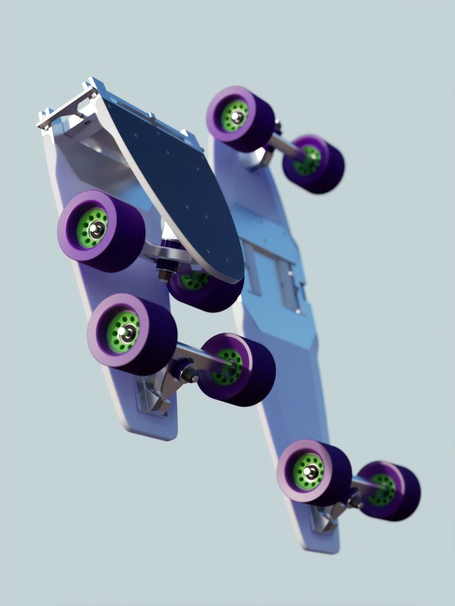 madeinbrunel's tweet photo. This amazing render by Daniel shows his final major project! ICONICLE is the skateboard you didn’t realise you were carrying but is there when you need it. At 35cm in length it conveniently fits into your backpack when folded, with room to spare 🛹  #render #skateboard https://t.co/eThQalp1kc