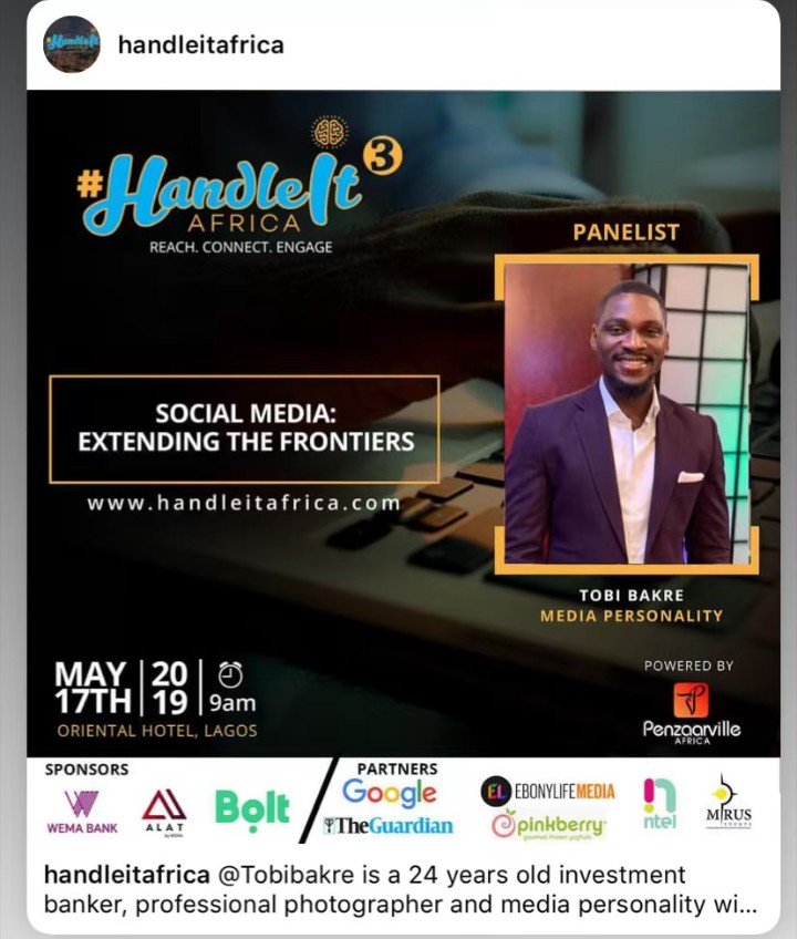 #HandleItAfrica #TobiBakreAt25 #panelist #stan