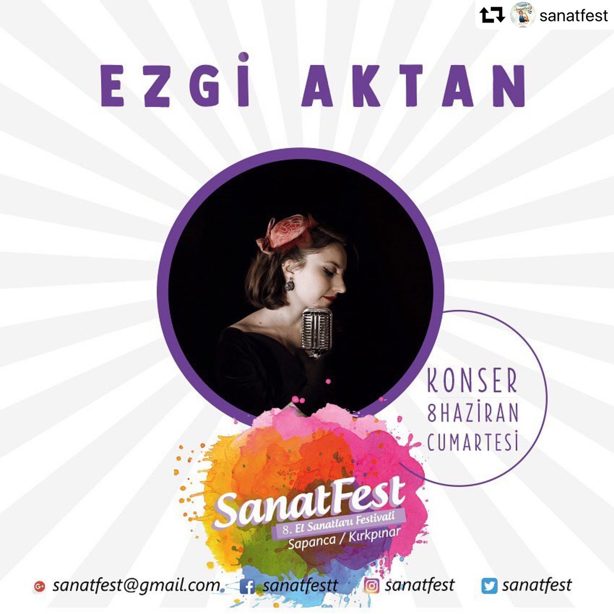 8 Haziran Cumartesi akşamı Ezgi Aktan Sanatfest’te
