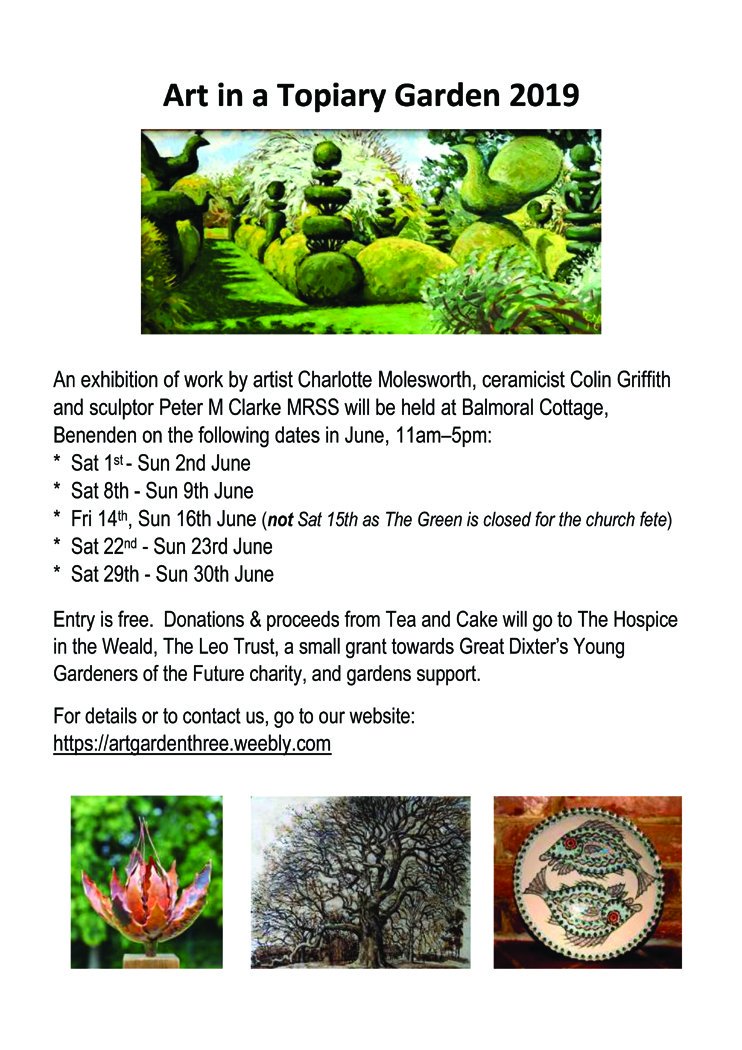 Jeanpeterk's tweet photo. Looking forward to upcoming @seopenstudios art shows 2019, @PeterMClarke1 showing at Art in a Topiary Garden, Benenden all weekends June https://t.co/JhH0IgcnaF https://t.co/2Kcz8lHzhY