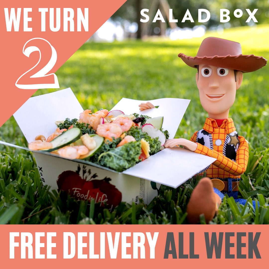 Yee-haw! 🤠 Salad Box #Miami turns ✌🏻 this week! 🎉 Enjoy FREE delivery all week when you order through the website or on our app! 📲 #Miamisbest #Miamieats