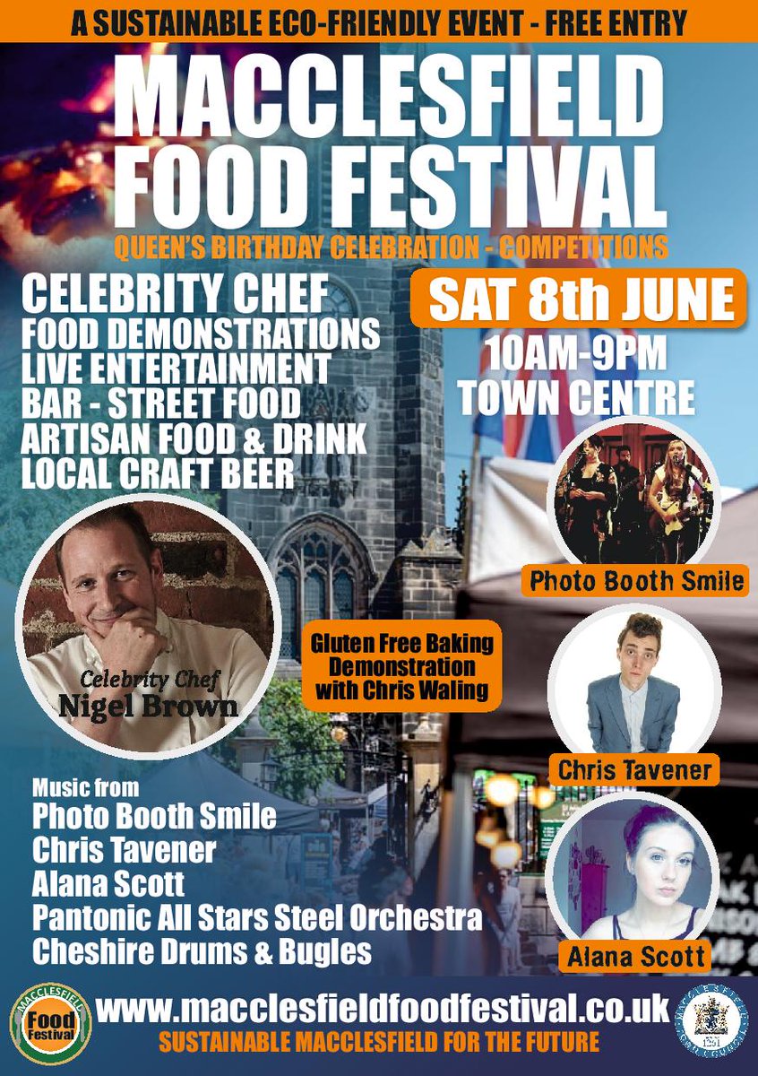 Lots going on at #MaccFoodFest on Saturday 8th June #Macclesfield Town Centre #Cheshire #Macc #Food #Familyfun #Daysout #cookery #demonstrations #competitions #queensbirthday #music #bar #CraftBeer