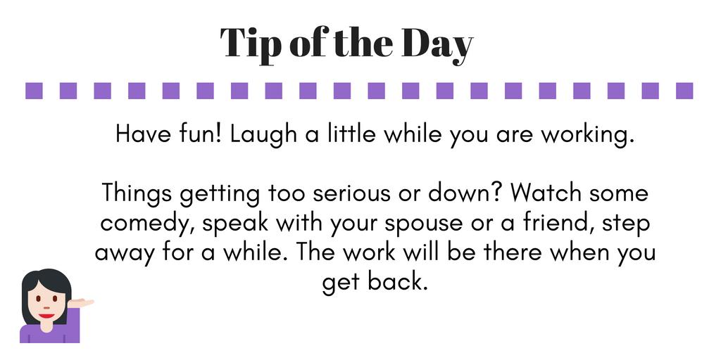 keithandterri's tweet photo. Tip of the Day - Don't forget to add some fun into the daily grind! Burnout is real. #selfcare #homebiz https://t.co/R62OtDWgZT