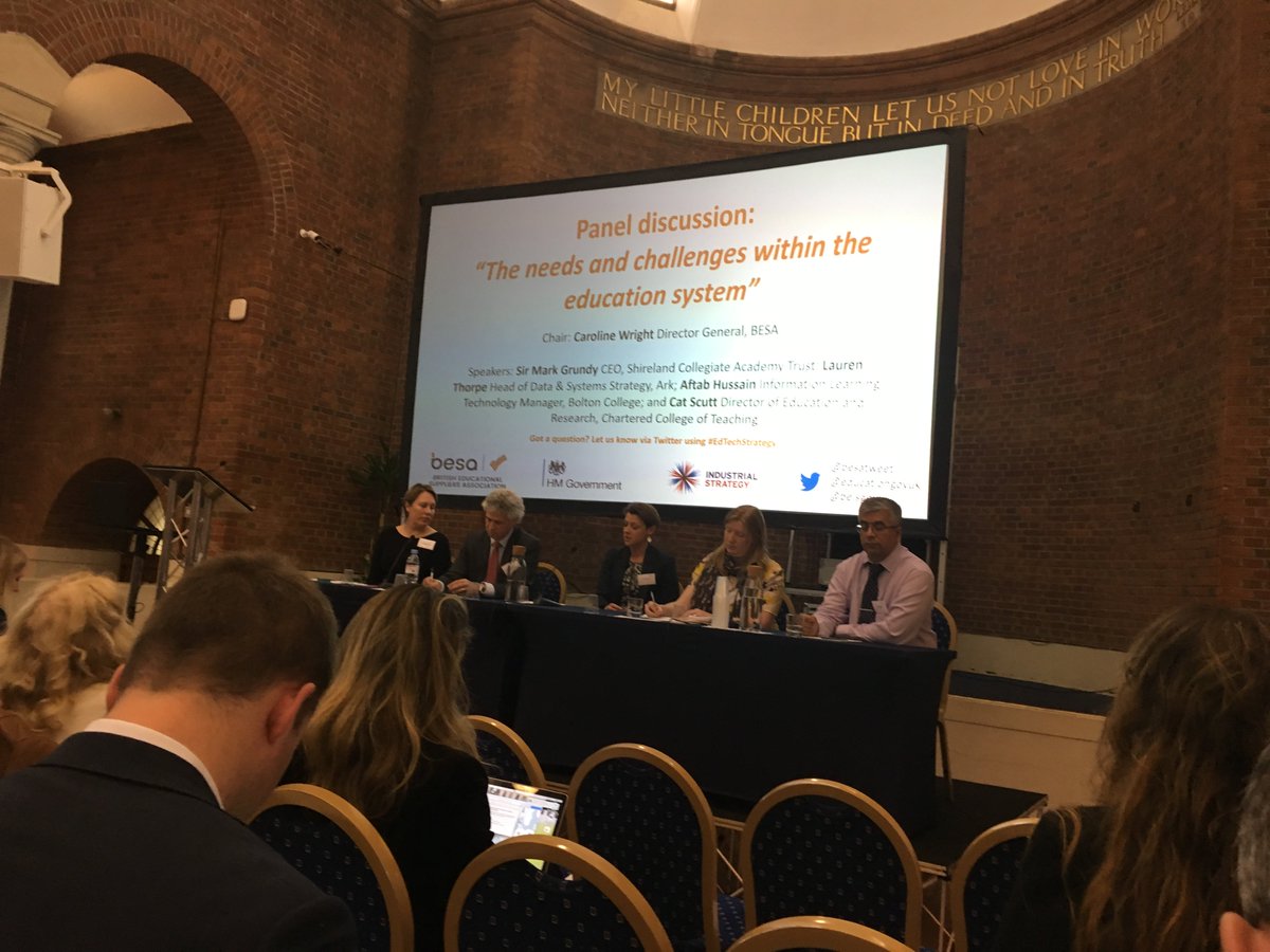 Sofia_C0sta's tweet photo. @CJPWright @sirmarkgrundy @laurenthorpeUK  @CatScutt @Aftab_Hussain discussing how tech can help support education. “Any tech we deploy is only as effective as the teachers using it” #edtechstrategy https://t.co/7IgJst2Rjk