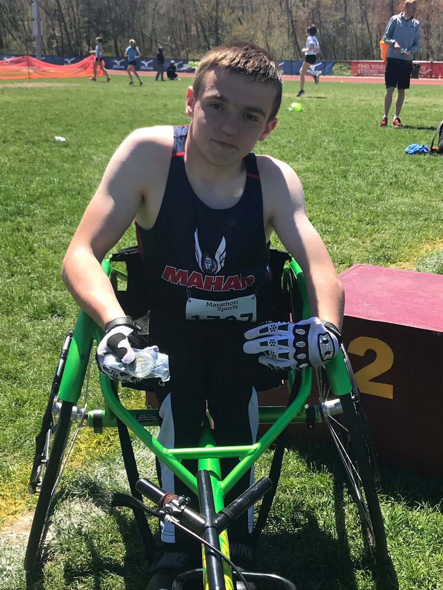 PrincipalHemlin's tweet photo. R.C. Mahar's Max Gilmore places first at the MSTCA State Coaches invitational in the mobility/adapted 100m on Saturday at Sharon High School. Congratulations Max... Everyone is very proud of your hard work and the way you represent Mahar Regional. #readyfortomorrow https://t.co/KlgquojkJI