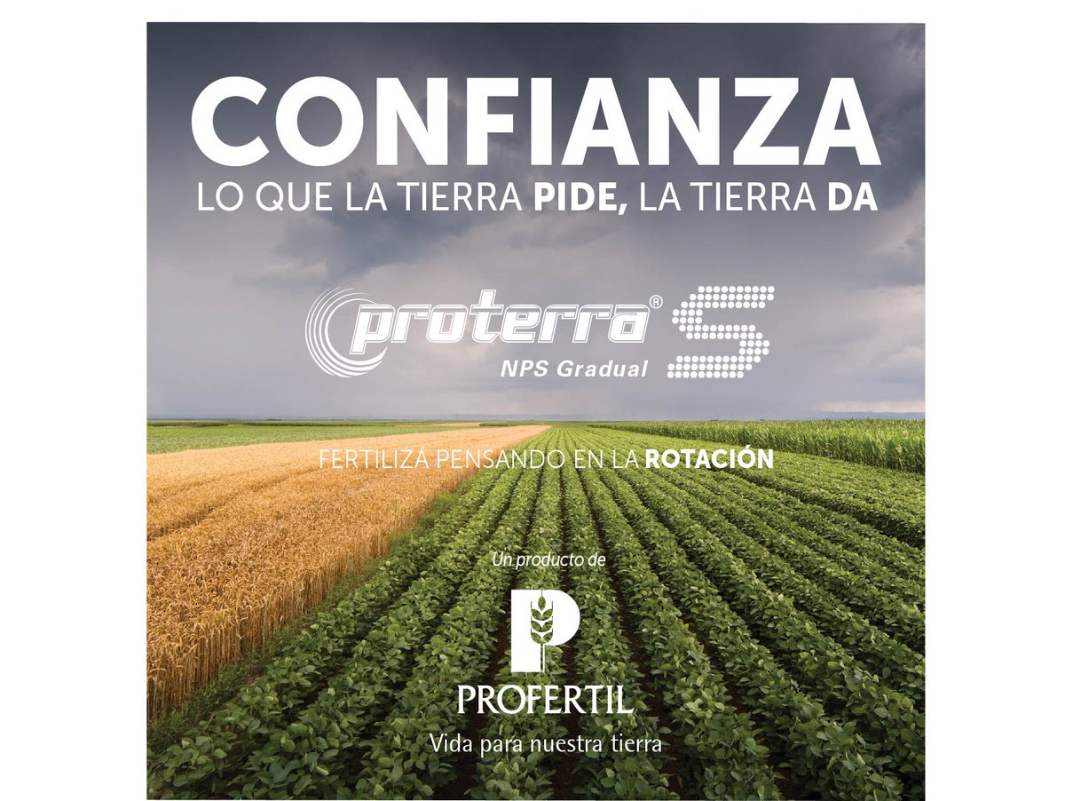 ProfertilAgro's tweet photo. #ProterraS: Fertilizá pensando en la rotación.
Descubrilo: https://t.co/uDESdcSiBS
Consultá nuestra #rededistribucion: https://t.co/Gz3ZWf1wGU
#CuidemosElSuelo #ProfertilNutrientes #campo #agro #productosProfertil #agroindustria #argentina https://t.co/h72c6XZ3L9