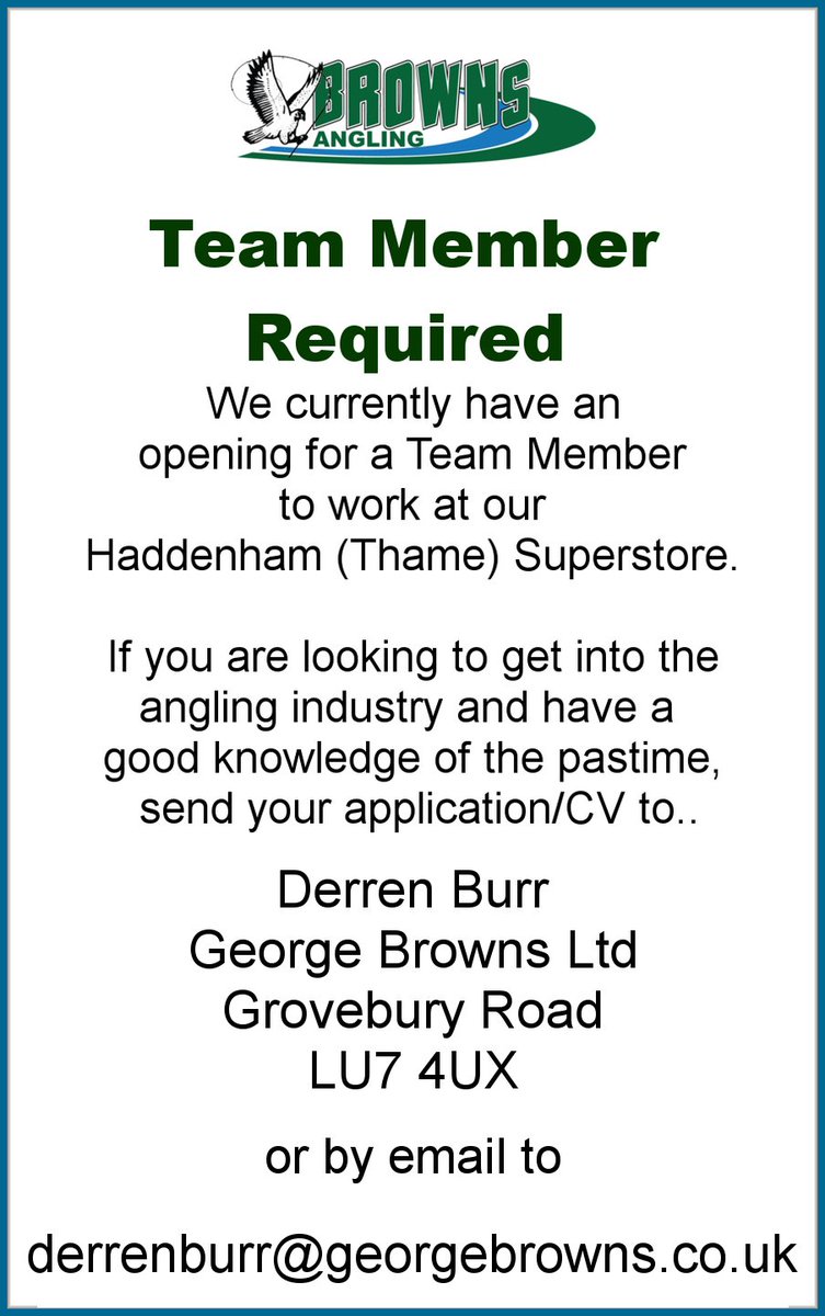Want a job in the angling industry? #teambrowns