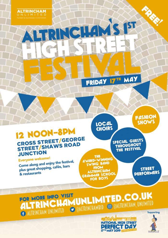 AltCourtLeet's tweet photo. Join the town to celebrate PerfectDay the pilot initiative for high streets. @AltrinchamBID @TraffordCouncil @randallsalty @civic_voice #PerfectDay #Altrincham https://t.co/XlWmWGwk11