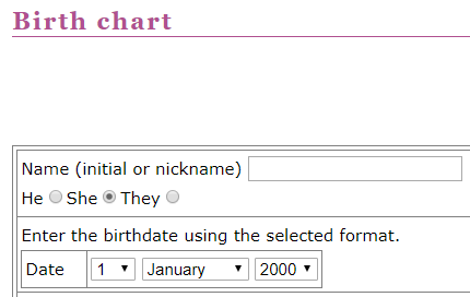 ferspnai's tweet image. oh my fucking god @cafeastrology #cafeastrology added they/them pronouns to their natal chart generator i'm so shook