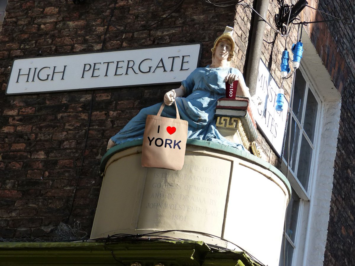 yorkxplorer's tweet photo. COFFEE STOP. You know that feeling when you shop shop shop then need a coffee stop. Just for fun for my friends :-) #shoppinginyork #york #visityork #loveyork #highpetergate #statueminerva #minerva #statue https://t.co/A8H4jY4AqD