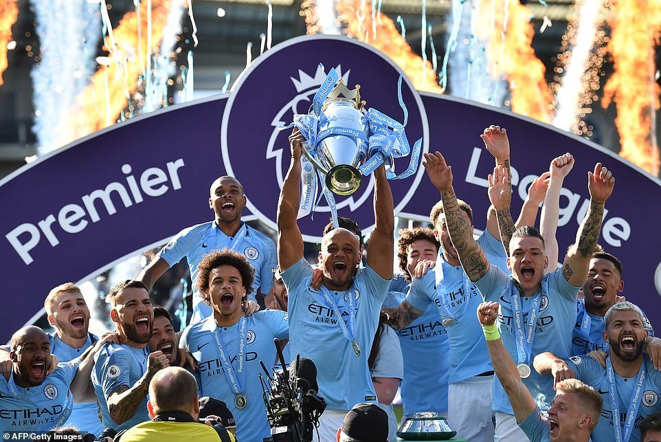 BrightRadioTv's tweet photo. Manchester City win back-to-back Premier League titles after thrashing Brighton 4 - 1
Manchester City are champions for the second season in a row after finishing on top of the Premier League table with 98 points,  the second-highest total in Premier League history. https://t.co/WV41BuPT7D
