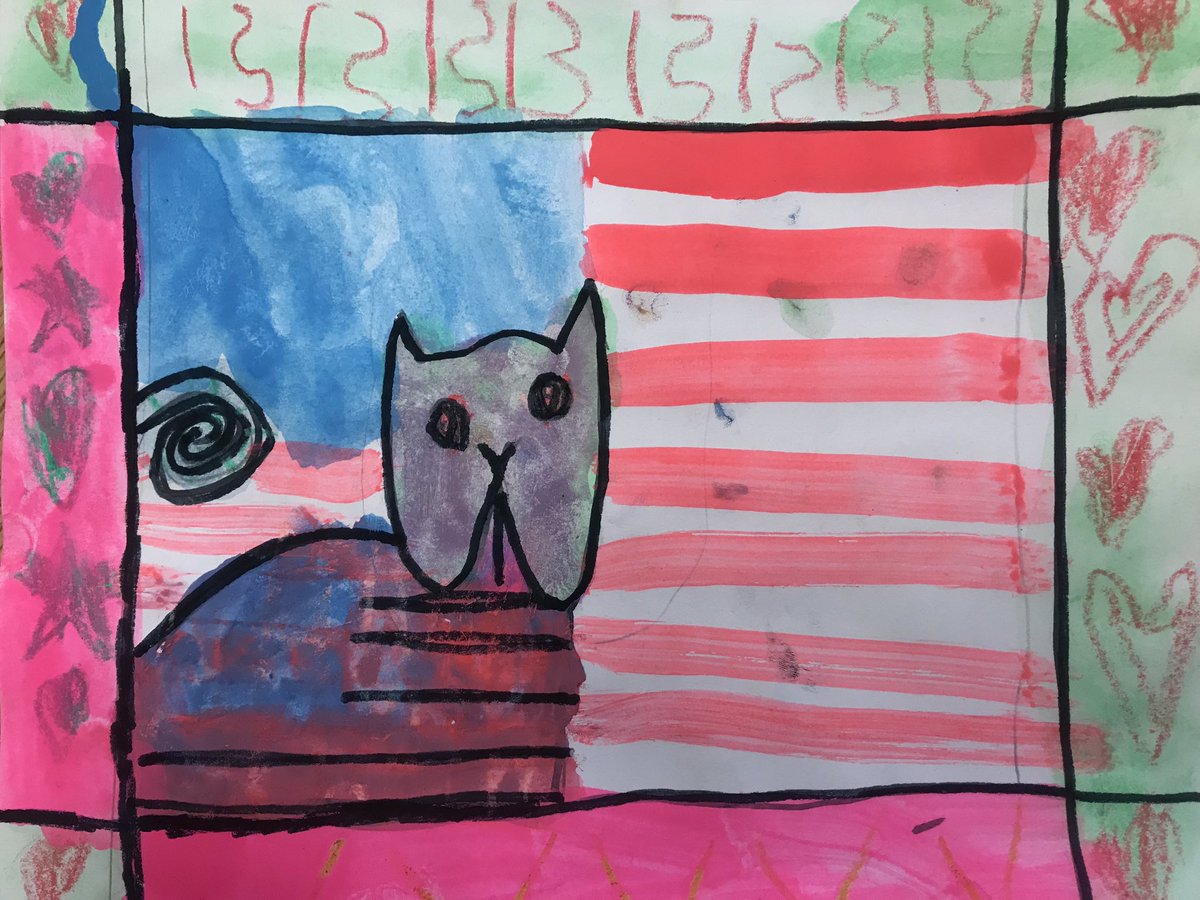 1st grade finished their #laurelburch inspired cat designs. #meow