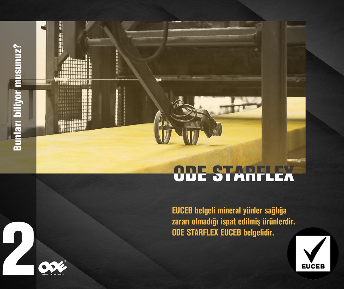 ODE_YALITIM's tweet image. Camyünü alırken EUCEB Belgesi olup olmadığına dikkat ediyor musunuz?
EUCEB Belgeli mineral yünler sağlığa zararlı olmadığı ispat edilmiş ürünlerdir. Aldığınız ürünlerin etiketlerinde EUCEB logosunu kontrol ediniz.
ODE STARFLEX EUCEB belgelidir.
#ODEyalıtım #ODEstarflex