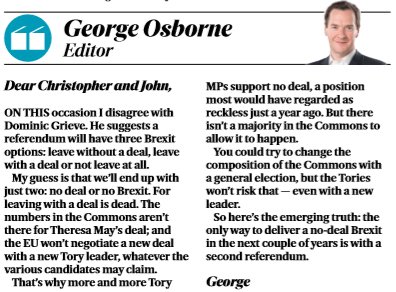 In today's letters: Does no deal have a place in a second referendum? Our editor <a href="/George_Osborne/">George Osborne</a> replies
standard.co.uk/comment/letter…