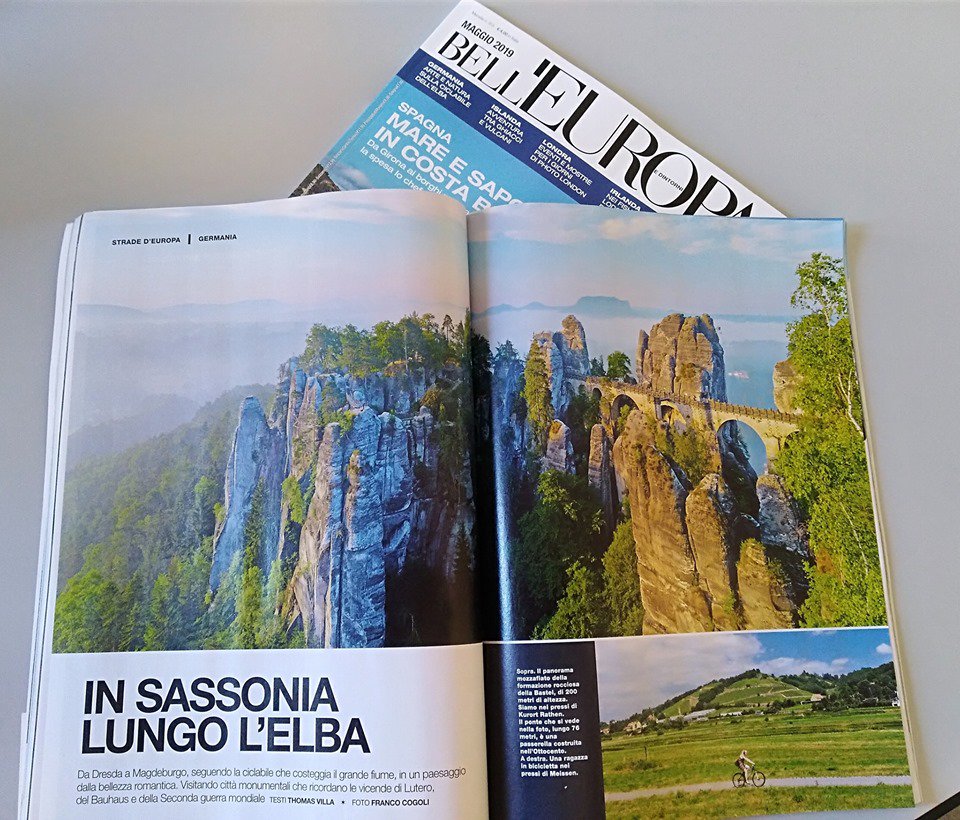 PR_Partner_it's tweet image. Non perdetevi #Dresda, la Svizzera Sassone e la Ciclabile dell'Elba sul numero di Bell'Europa di maggio, in edicola ora! #smartpr