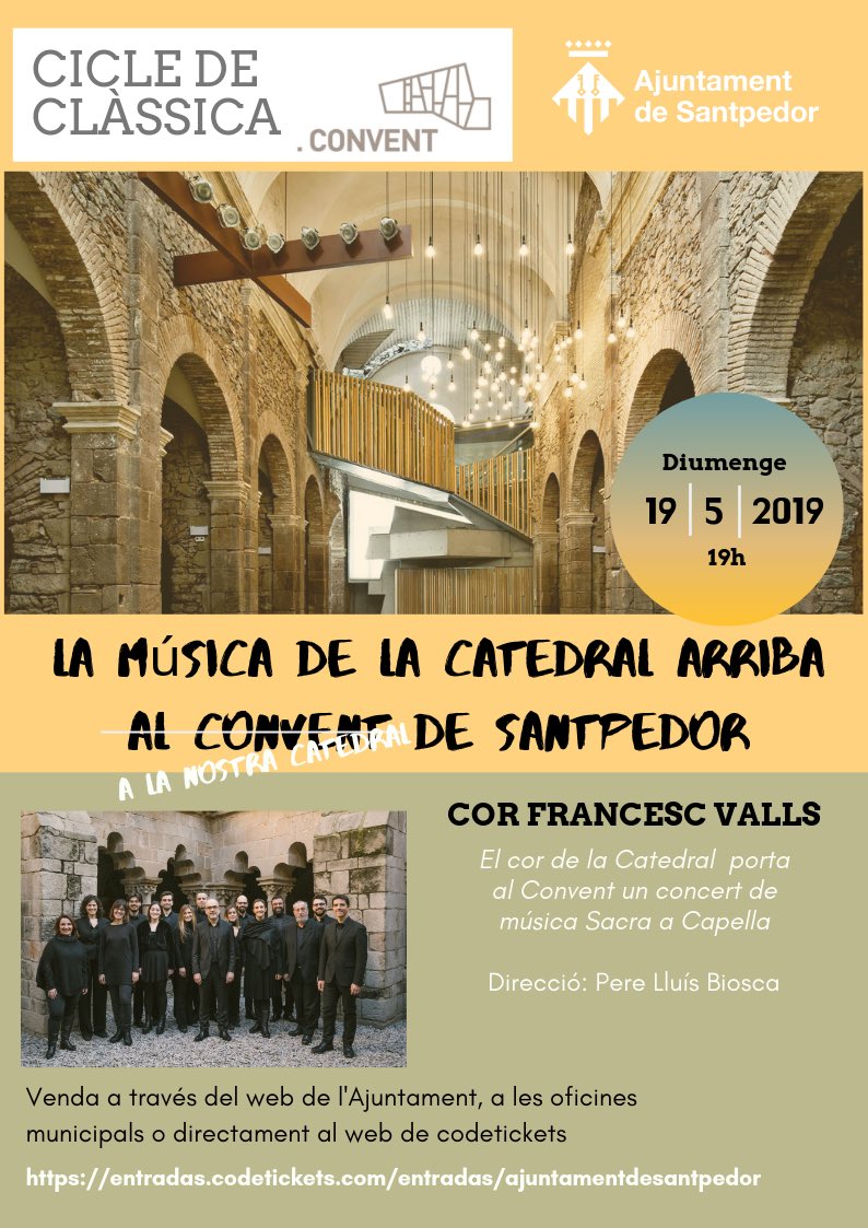 mxixons's tweet photo. Jo ja tinc l’entrada!!
#CicleConvent #Santpedor
📎Concert @CorCatedralBcn
📅 diumenge 19
⏰ 19h
—-
Direcció @perelluis_
Ens hi veiem? https://t.co/OfS2qrlIUM