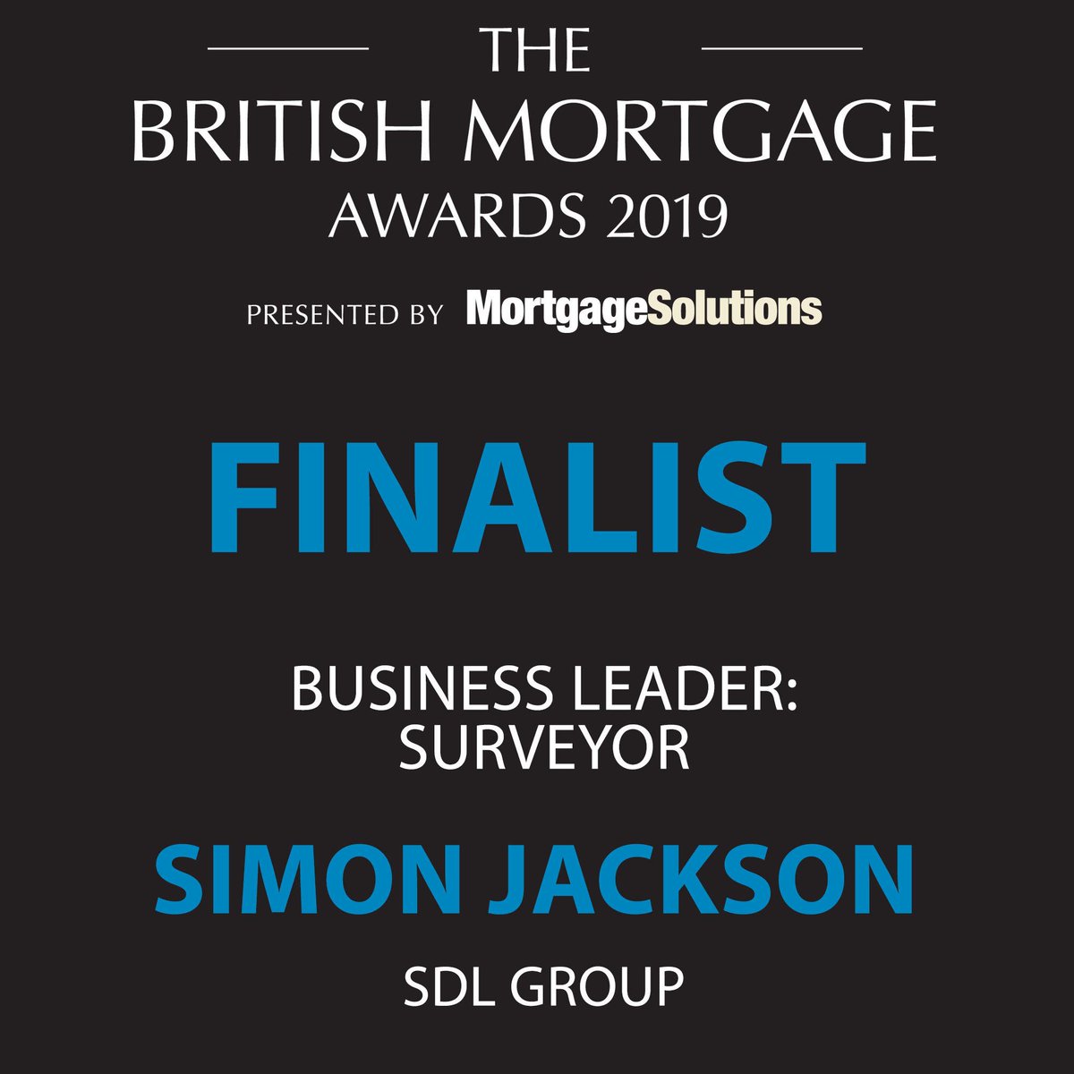 SDLGroup_'s tweet image. We’re delighted to announce that Simon Jackson, our Group COO, has been confirmed as a finalist in the &apos;Business Leader: Surveyor&apos; category for the 2019 British Mortgage Awards! #BMA2019 #MondayMotivation
