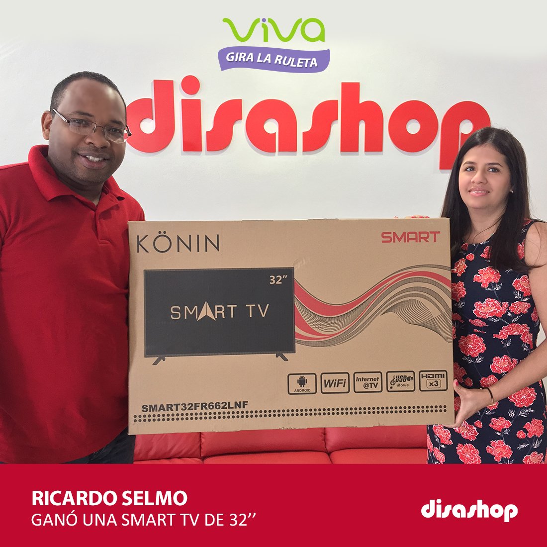 Felicidades Ricardo Selmo, ganador de una TV Led de 32” en la Ruleta @viva_rd