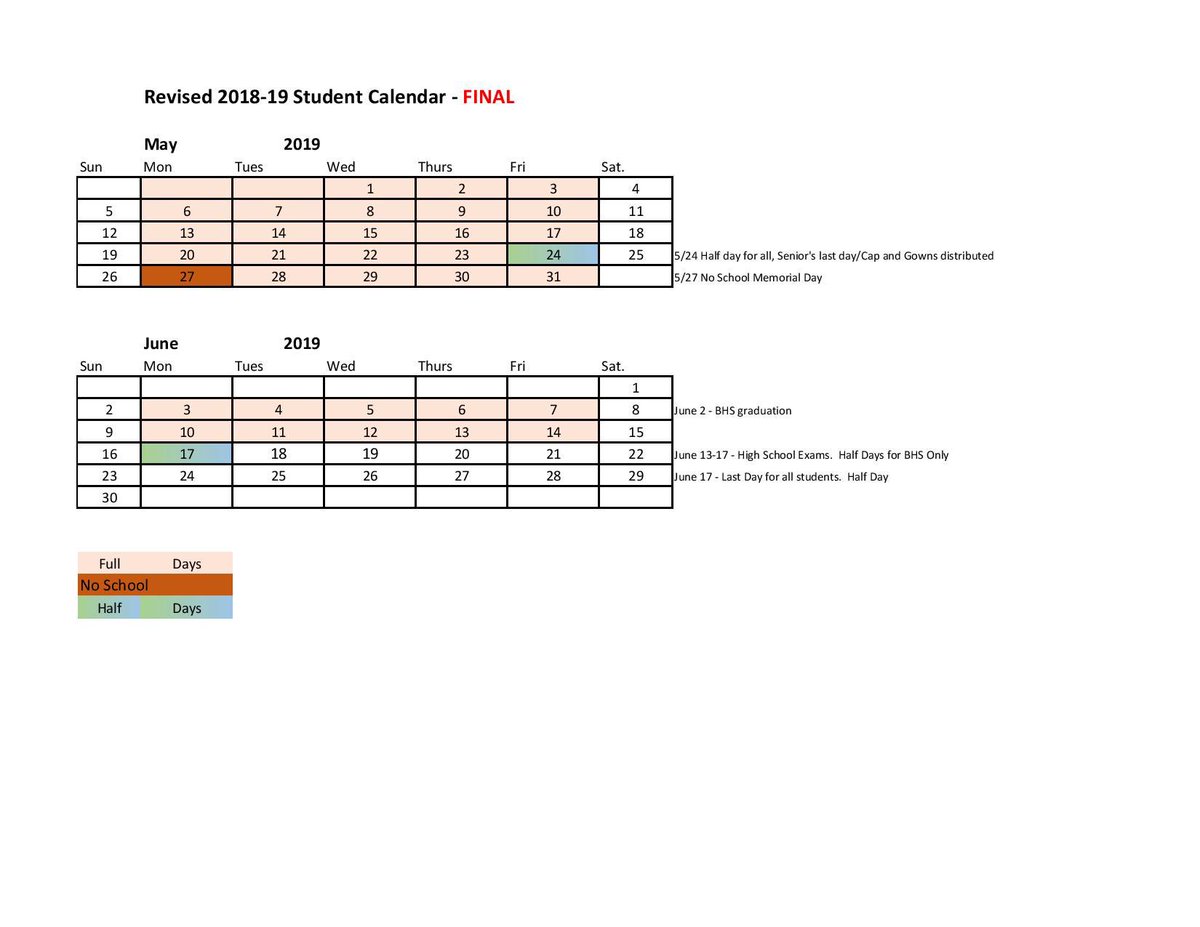 Big news: The governor signed Snow Day legislation. Our final day will now be June 17th. Please see the attached grid to see the schedule.